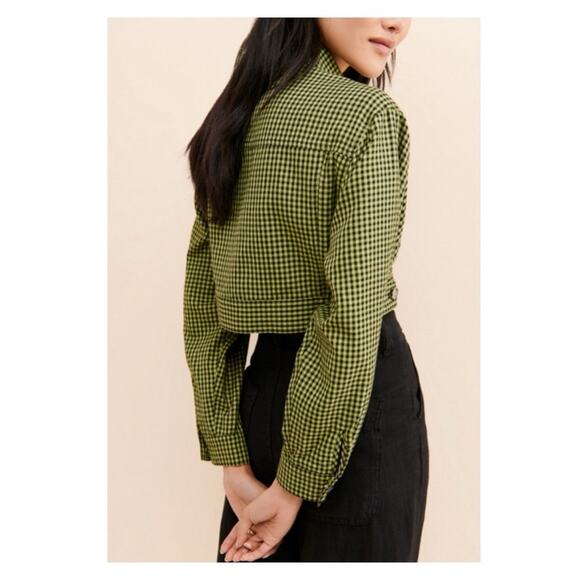 Capulet Cropped Gingham Denim Jacket S - Picture 7 of 11
